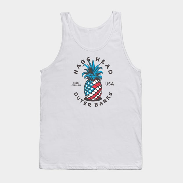 Nags Head, NC Summertime Vacationing Patriotic Pineapple Tank Top by Contentarama